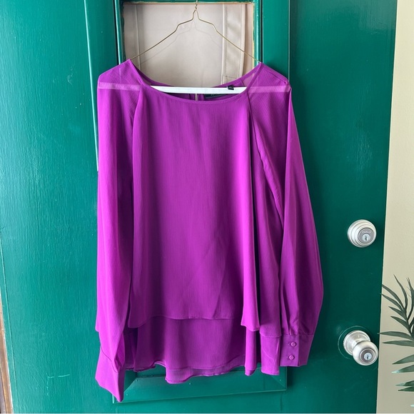 Apt. 9 Tops - Apt. 9 Purple-Magenta Long-Sleeve Sheer Yoke Blouse size XL